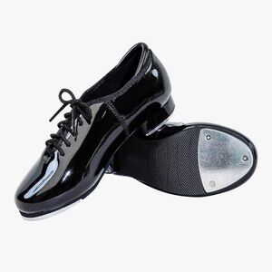 Black Patent Tap Shoes - Lace-Up Rhythm Shoes Shiny